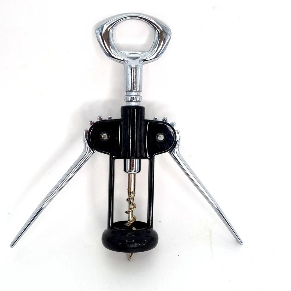Winged‎ Corkscrew Wine Opener Vintage Black Chrome Barware Tool Retro